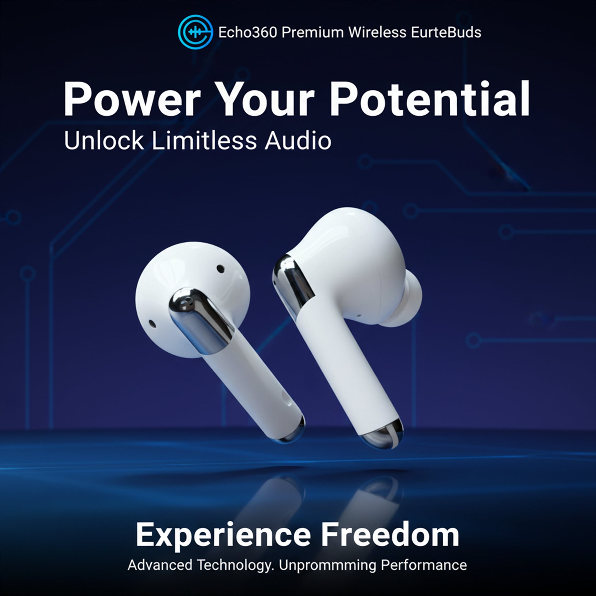Echo360 Premium wireless earbuds sleek modern design